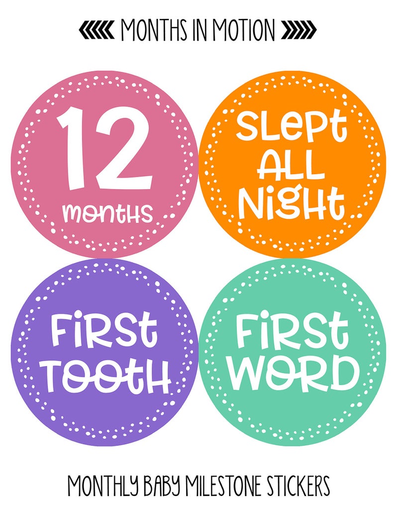 Months in Motion Baby Monthly Stickers - Baby Milestone Stickers - Newborn Girl Stickers - Month Stickers for Baby Girl - Baby Girl Stickers - Newborn Monthly Milestone Stickers - Set of 20 - Image 5